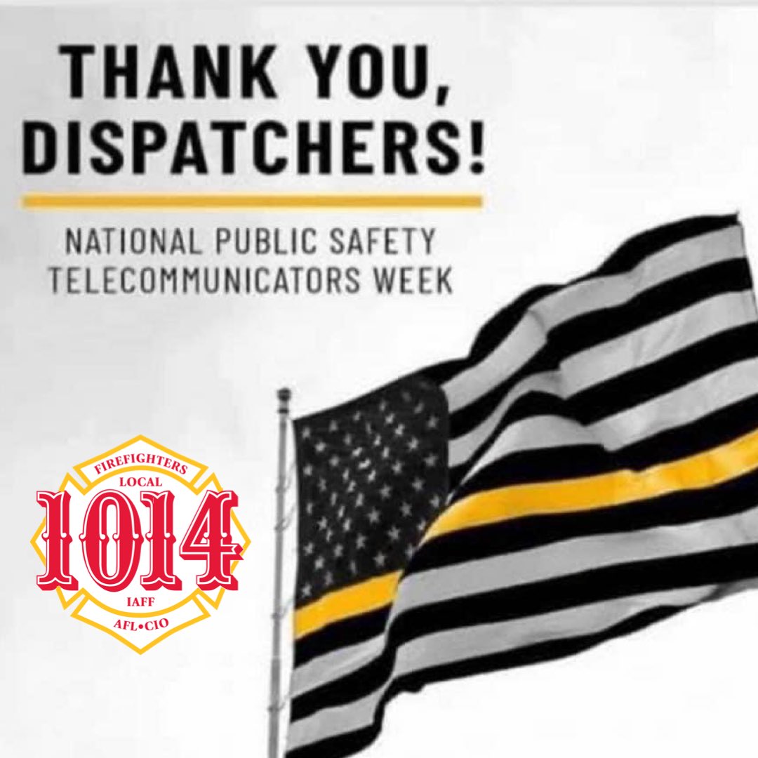 local1014's tweet photo. This week is National Public Safety Telecommunicators Week. Local 1014 would like to salute the work of our #Local1014 #Dispatchers who work tirelessly to protect our members and the public. #NPSTW
#WeAre911 #911Strong #UnionStrong 💪🔥💛 https://t.co/5JkQRrQVN7