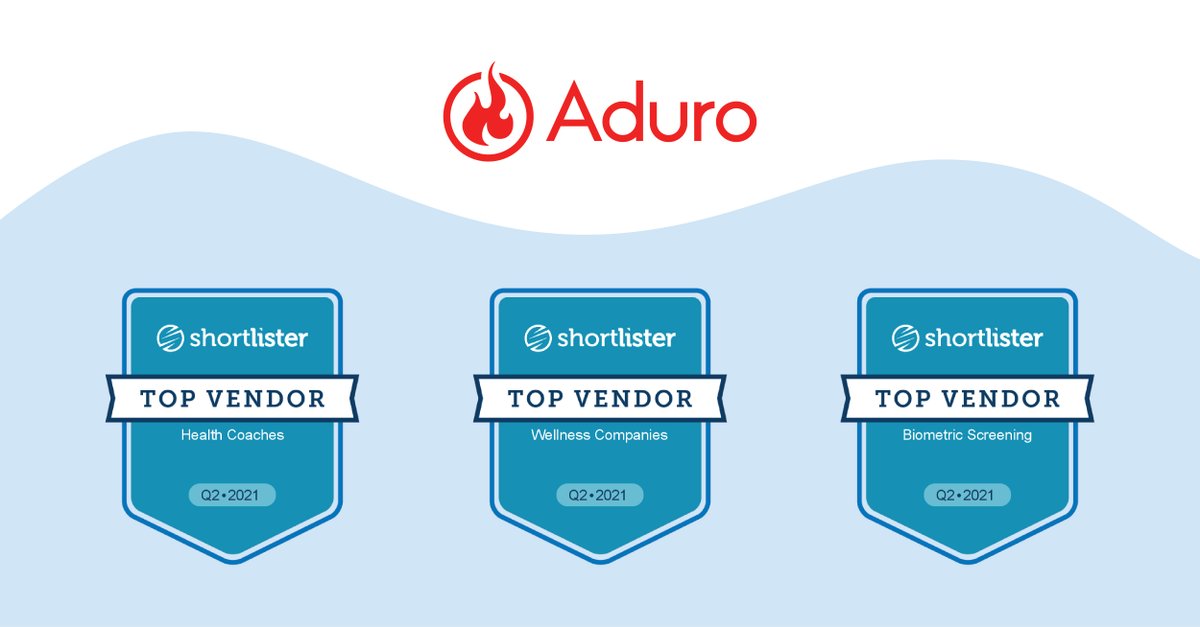 AduroLife's tweet photo. We are proud to have been selected by @Shortlister as a #TopVendor in the categories of Biometric Screening, Health Coaching, and Wellness Companies! https://t.co/qjgIXL6AZp https://t.co/u7gFXbV72s