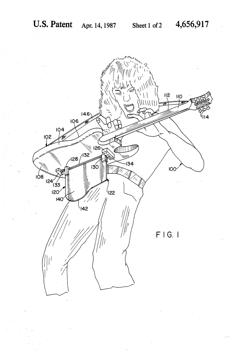 AdamMossoff's tweet photo. On this date in #innovation history: Eddie Van Halen received a #patent in 1987 for his #invention of a device to hold a guitar while playing it during a performance #PatentsMatter @uspto @VanHalen #RockNRoll #InnovationIsCreative #CreativityIsInnovative https://t.co/ih2cSsDlGl