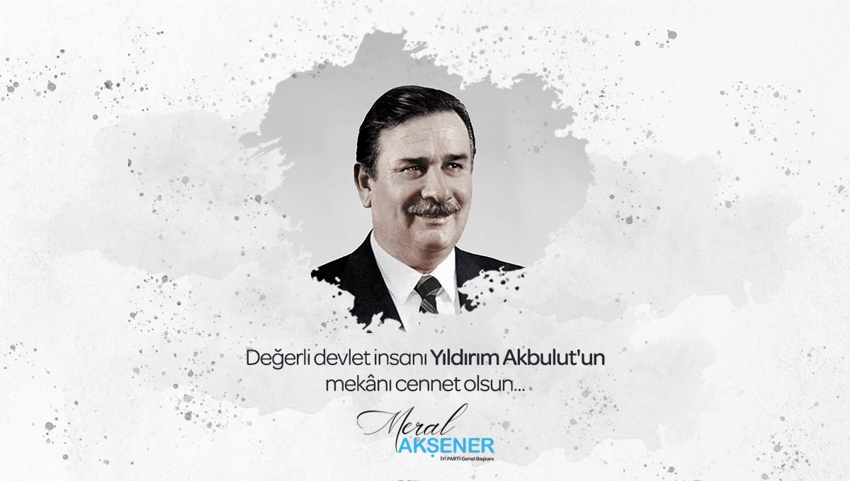 Eski başbakanlarımızdan değerli devlet insanı #YıldırımAkbulut'un vefatını üzüntüyle öğrendim.

Merhuma Allah'tan rahmet, acılı ailesine ve sevenlerine başsağlığı diliyorum.