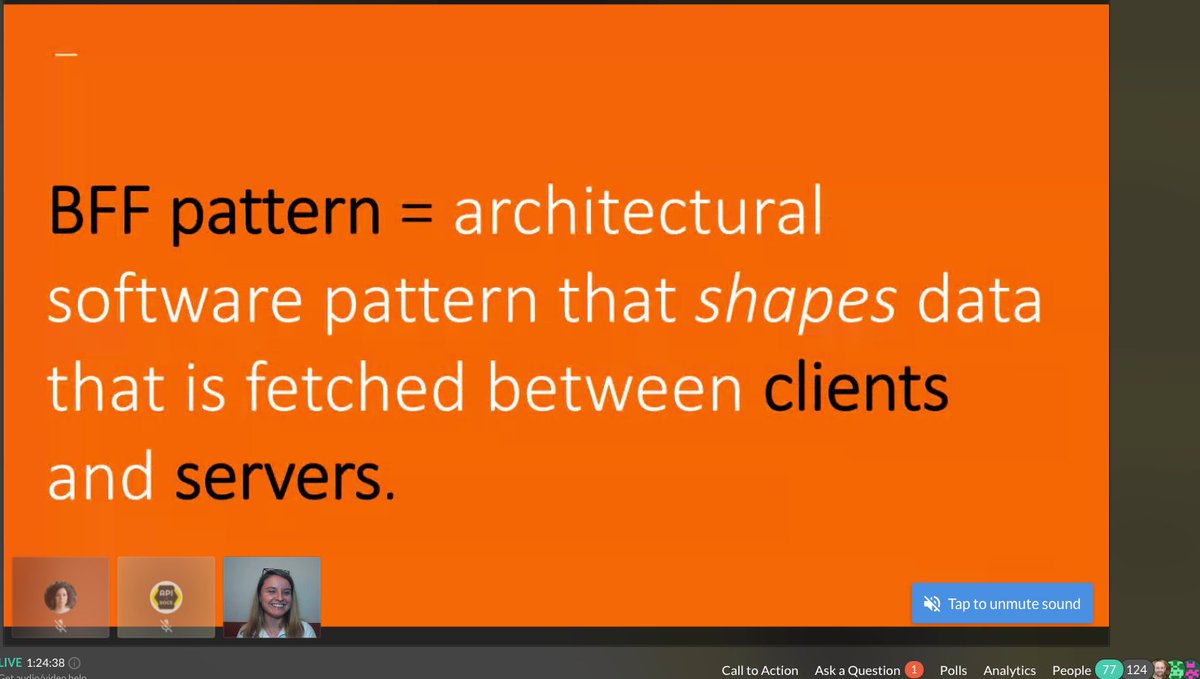 APItheDocs's tweet image. “#GraphQL vs BFF (Backend-for-Frontend): A critical perspective”
@mihaelag12 at #APItheDocs Virtual.
#APItheDocsVirtual