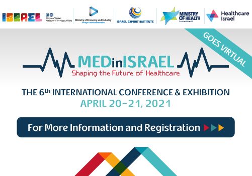 El 20 y 21 de Abril abre la feria y conferencia 'MEDinISRAEL 2021', se mostrarán soluciones innovadoras en la salud, dispositivos médicos y digital health. Participan expertos de #Israel 🇮🇱 y del🌍
Para participar gratuitamente, solo debe registrarse en: medinisrael2021.israel-expo.co.il/expo