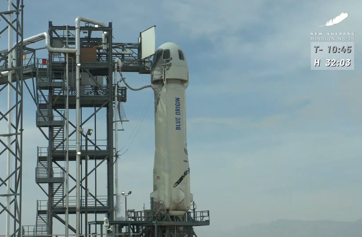 the_dailyworm's tweet photo. DEVELOPING: A member of Blue Origin's ground staff is refusing to leave the capsule after a crew ingress rehearsal, leading to an extended hold in the countdown. More details will be provided as they become available. https://t.co/fu2UAguM6d