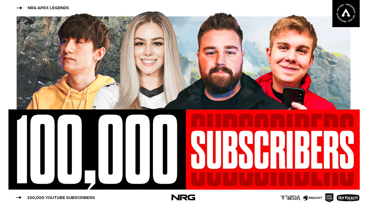 Nrg Our Apex Legends Channel Just Hit 100 000 Subs Thanks For Supporting The Squad We Love This Community