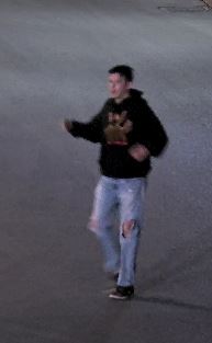 YRP's tweet image. ARSON SUSPECT SOUGHT- Three tractor trailers were set on fire by a male suspect just before midnight on Saturday, April 10 at 17855 Leslie Street in Newmarket. Please contact investigators if you can identify the suspect