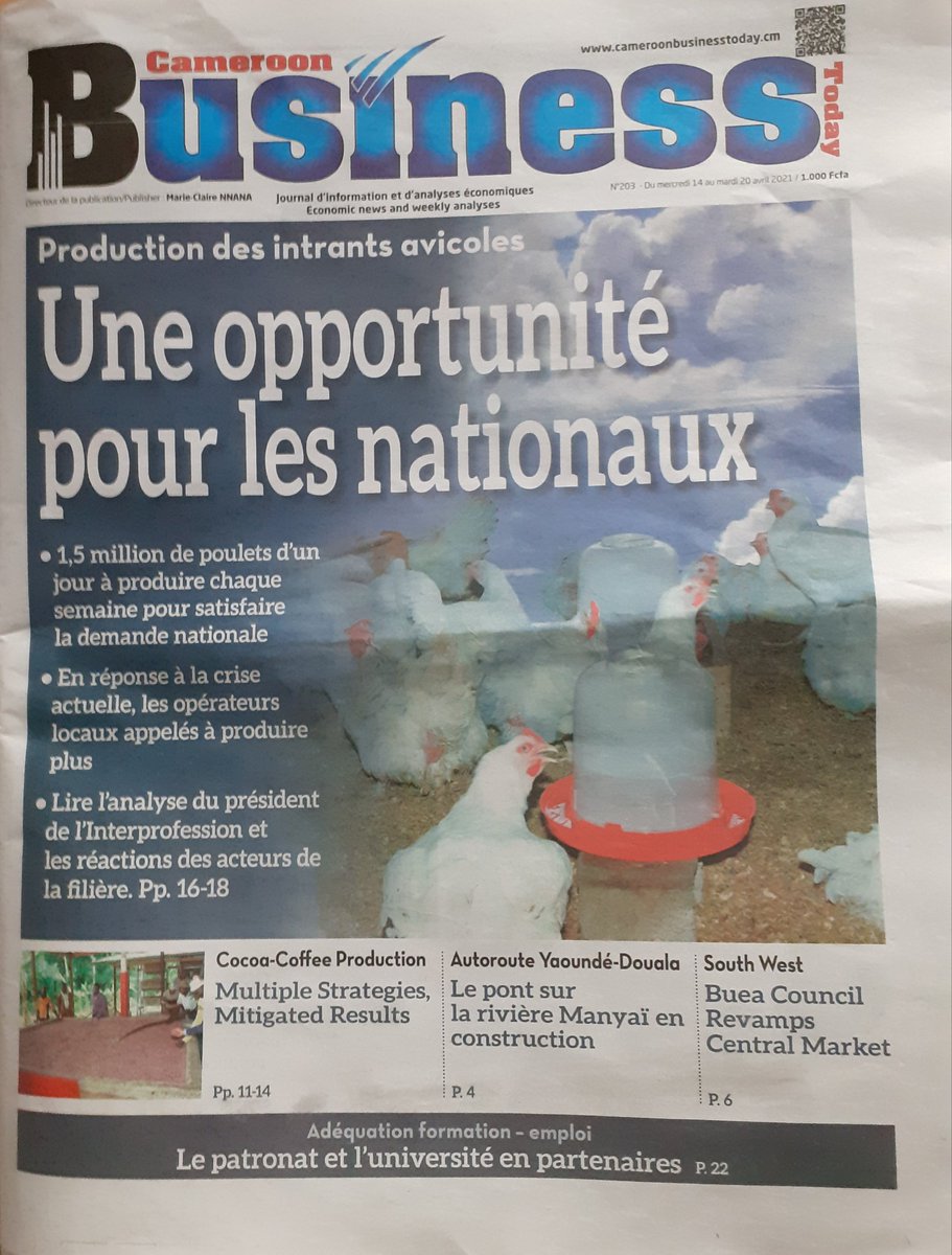 Benjamin_ombe's tweet photo. L'hebdomadaire national bilingue, "Cameroon Business Today" a consacré un dossier pour évaluer le Plan de relance de la filière cacao-cafe sur la période 2014-2020 et les projections post 2020. Mon analyse, pleine page, pour expliquer les tendances dans le secteur. https://t.co/25FvKrx9kF