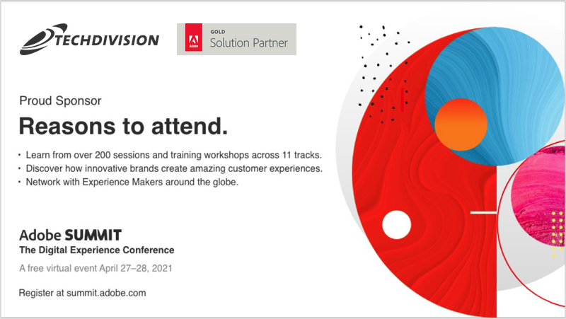 TechDivision's tweet photo. Really proud to be part of the #AdobeSummit as sponsor as well as presenter of one of our latest experience driven commerce projects! Don´t miss our talk! https://t.co/mx2iom9s2J

#TechDivision #adobecommerce #adobeanalytics #adobeexperiencemanager #adobetarget #adobecampaign https://t.co/dHvzYthS9F