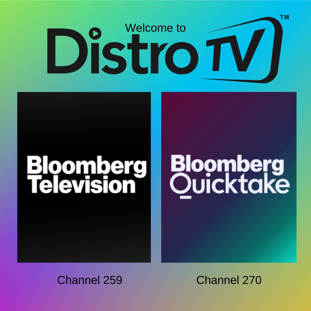 When it comes to presenting a premium, diverse lineup of streaming TV content, <a href="/DistroTV/">DistroTV - Watch Free TV & Movies</a> means business. We are thrilled to welcome <a href="/BBGMedia/">Bloomberg Media</a>  <a href="/BloombergTV/">Bloomberg TV</a> (Channel 259) and Bloomberg @Quicktake (Channel 270) to our network! #bloombergnews bit.ly/blmbgdistro