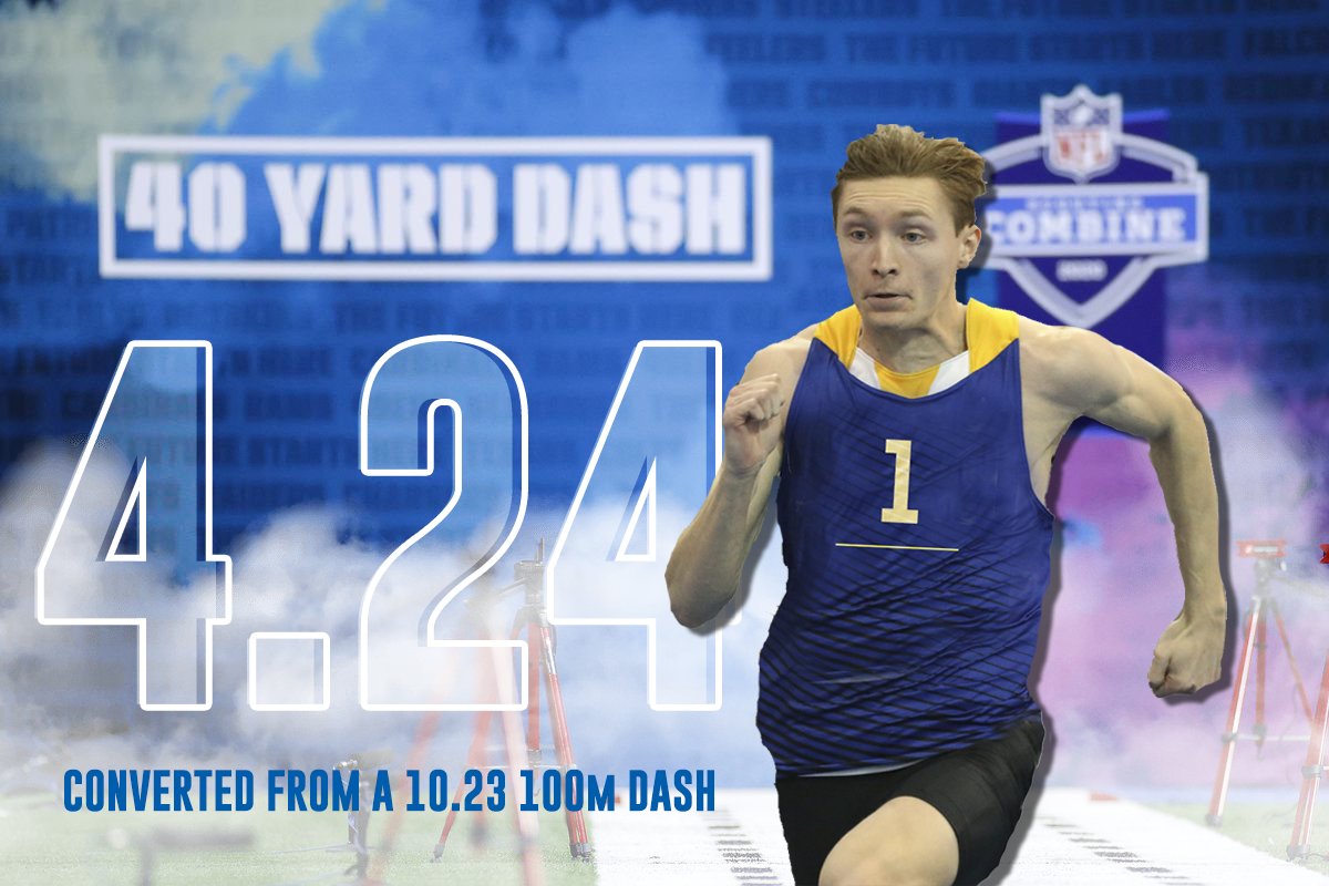 GoJacksTFXC's tweet image. If you break it down, Coby Hilton's 100m dash (10.23) equates to a 4.24 40m dash time.

To put that into perspective...

John Ross: 4.22 (fastest in NFL combine history)
Tyreek Hill: 4.29
Derrick Henry: 4.54

Should we sign him up for the next combine?

#GoJacks | #BringTheBlue