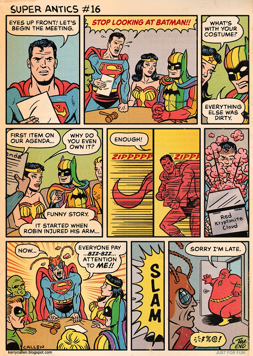 KerryCallen's tweet photo. Admittedly, I'm referencing old comics many won't recognize, but I created this purely for my own amusement. 🙂 https://t.co/NKATxtWLEo   #SuperAntics https://t.co/hgAj0sWoBo