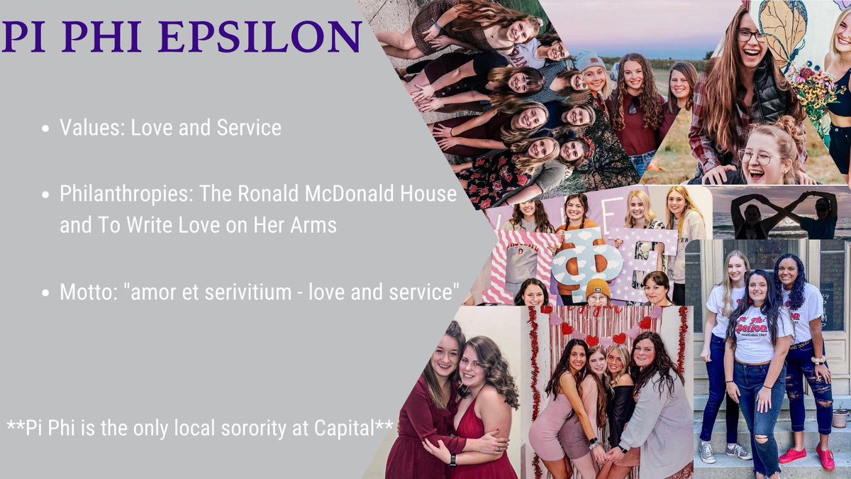 CapInvolvement's tweet image. Back with another social sorority at Capital! Pi Phi Epsilon holds several cool and fun events throughout the year, and they are the only local sorority on campus! If you want to learn more about Pi Phi, check them out on Twitter &amp;amp; Instagram! @PiPhiEpsilon