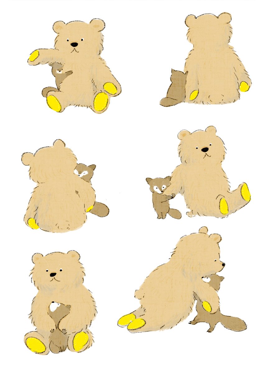 no humans white background simple background sitting bear multiple views stuffed toy  illustration images