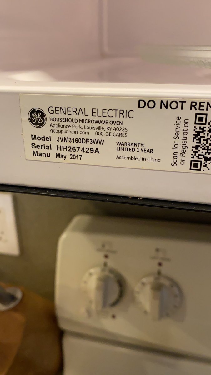 Zachsboles's tweet photo. @generalelectric trips the breaker when you open the door when the microwave is running. Seems like a problem you guys very well know about but have done nothing about. I really don’t feel like dropping $300 on another microwave after 18months. https://t.co/OStJq57awP