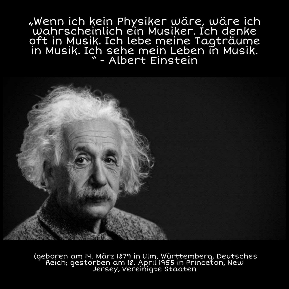 Albert Einstein war ein deutscher Physiker mit Schweizer und US-amerikanischer Staatsbürgerschaft. Er gilt als einer der bedeutendsten theoretischen Physiker und Wissenschaftler der Neuzeit. (Wiki)
Geboren: 14. März 1879, Ulm
Verstorben: 18. April 1955
#alberteinstein