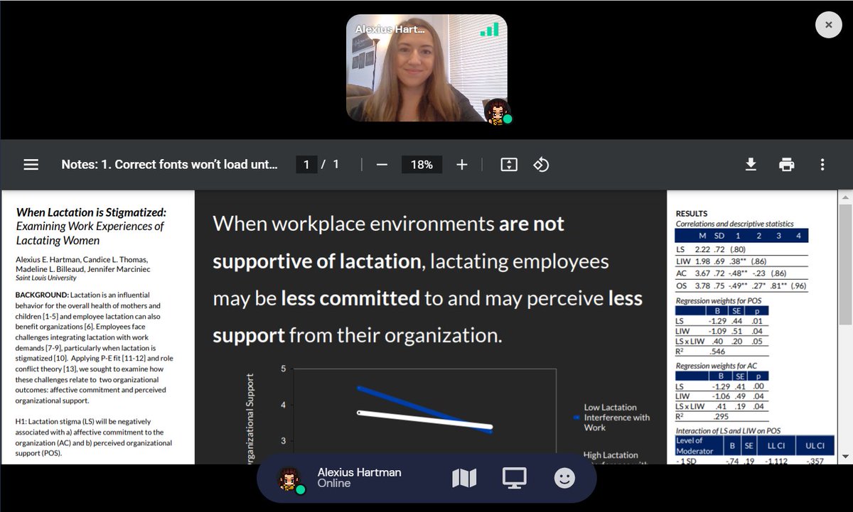 Lexi_Strasburg's tweet photo. It's #SIOP2021 poster day! Loved discussing all things #workplacelactation and #workfamily with all that stopped by our poster today. @CLThomas_IO @mbilleaud_IO https://t.co/7OJVNSYdmJ