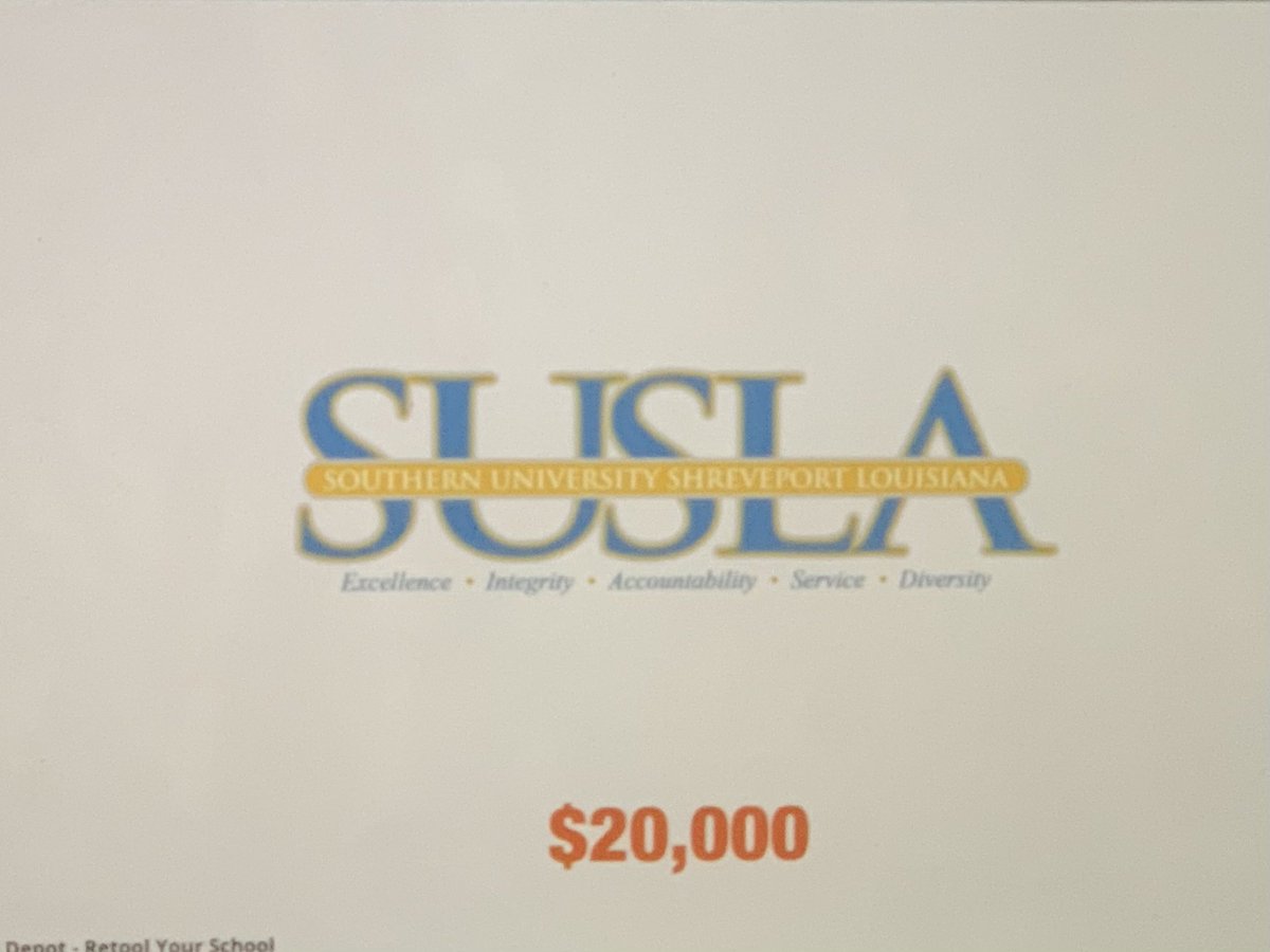 MerrickRobyn's tweet photo. Congrats to @SouthernU_BR and @SUShreveport for placing in the top 10 for the 2021 @HomeDepotRetool contest! Our efforts generated a total of $60k for campus improvements in BR and S'port. Thanks @HomeDepot for your investment in higher ed. #WeAreSouthern 💙💛 #HBCUs #hbculove https://t.co/MyMhGr8YLf