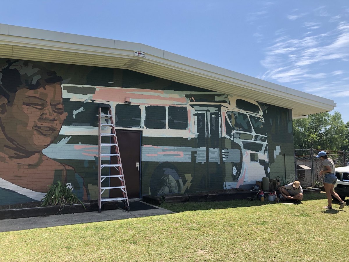 leesnelgrove's tweet photo. More visits to the Parks Foundation murals today. All are still in progress but they’re already looking fantastic. #muralsofcolumbia https://t.co/mwdSe1Qqks