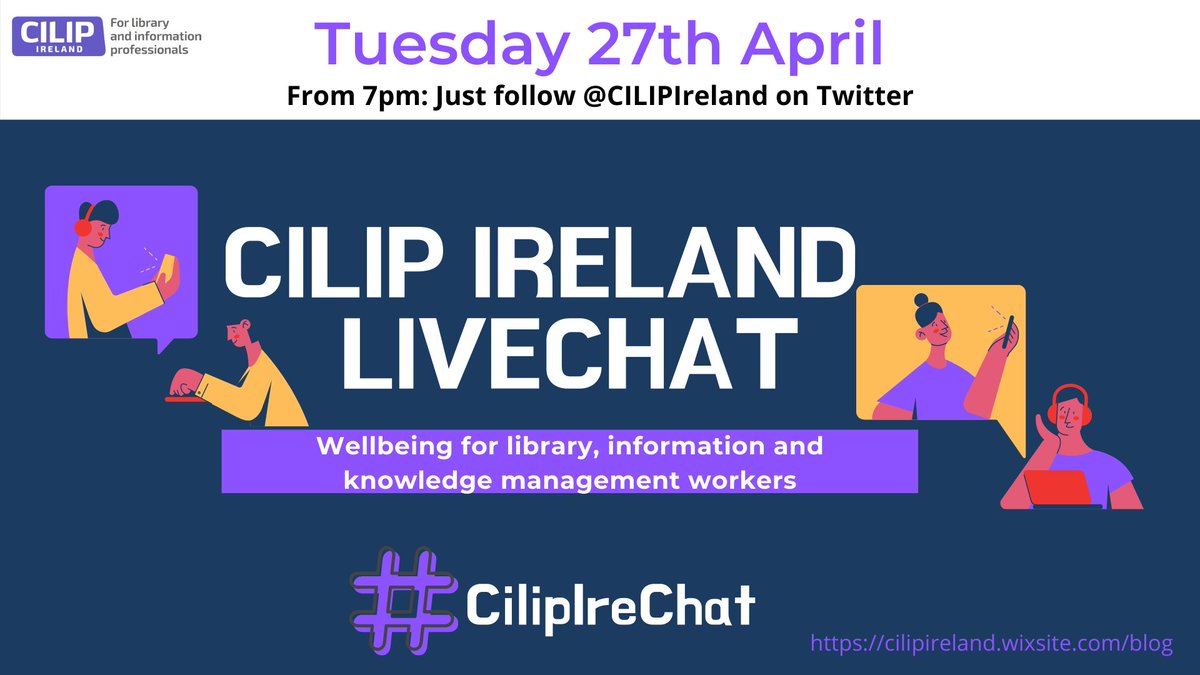 CILIPIreland's tweet photo. So excited for tomorrow, the first day of our Joint Annual Conference with @LAIonline  #CILIPIreLAI21.

Also excited to announce our next #CILIPIreChat which will take place on Tuesday 27th April at 7:00pm. https://t.co/rUBTyV1FVY