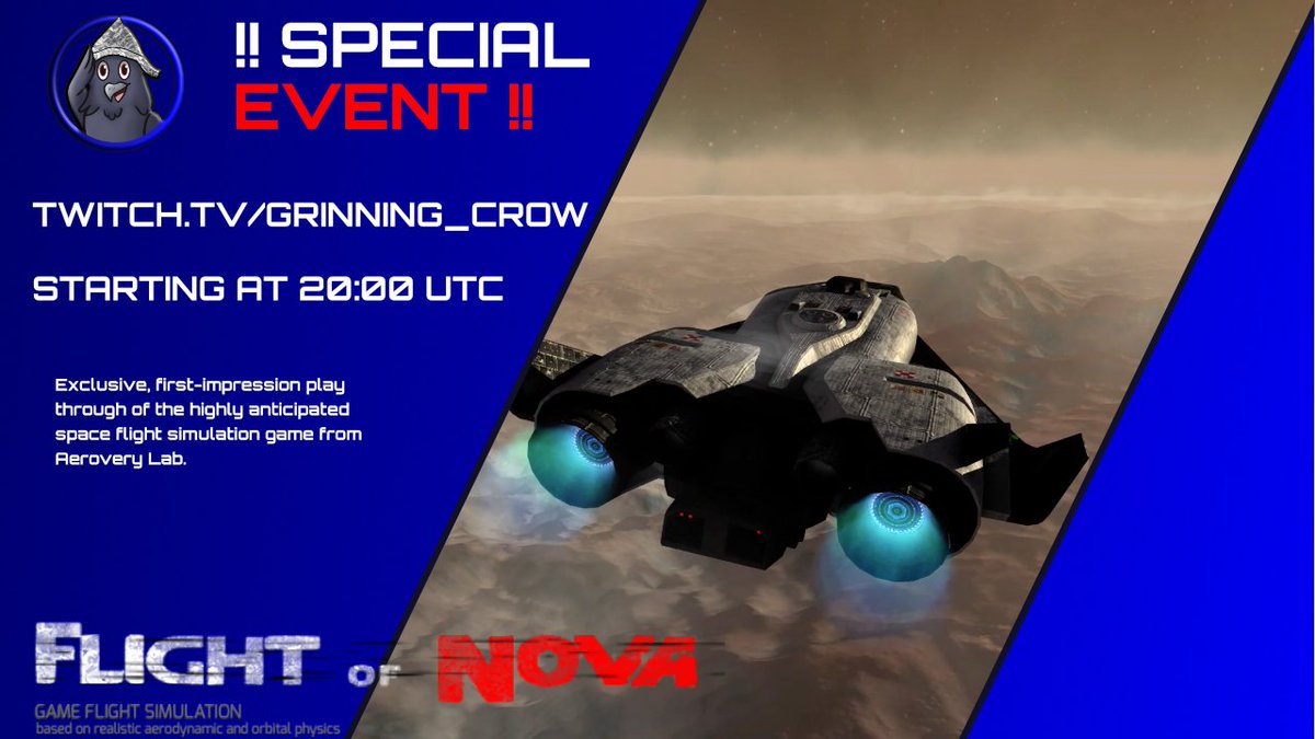 grinning_crow's tweet photo. Been looking forward to this one for a while, and the time is finally here! An exclusive sneak peak at @aerovery 's Flight of Nova. Think ETS meets MSFS... IN SPACE!!

Check it out this Saturday!
https://t.co/24dQFymuuH
#Twitch #flightsim #FlightOfNova https://t.co/uv9mfGPMJi