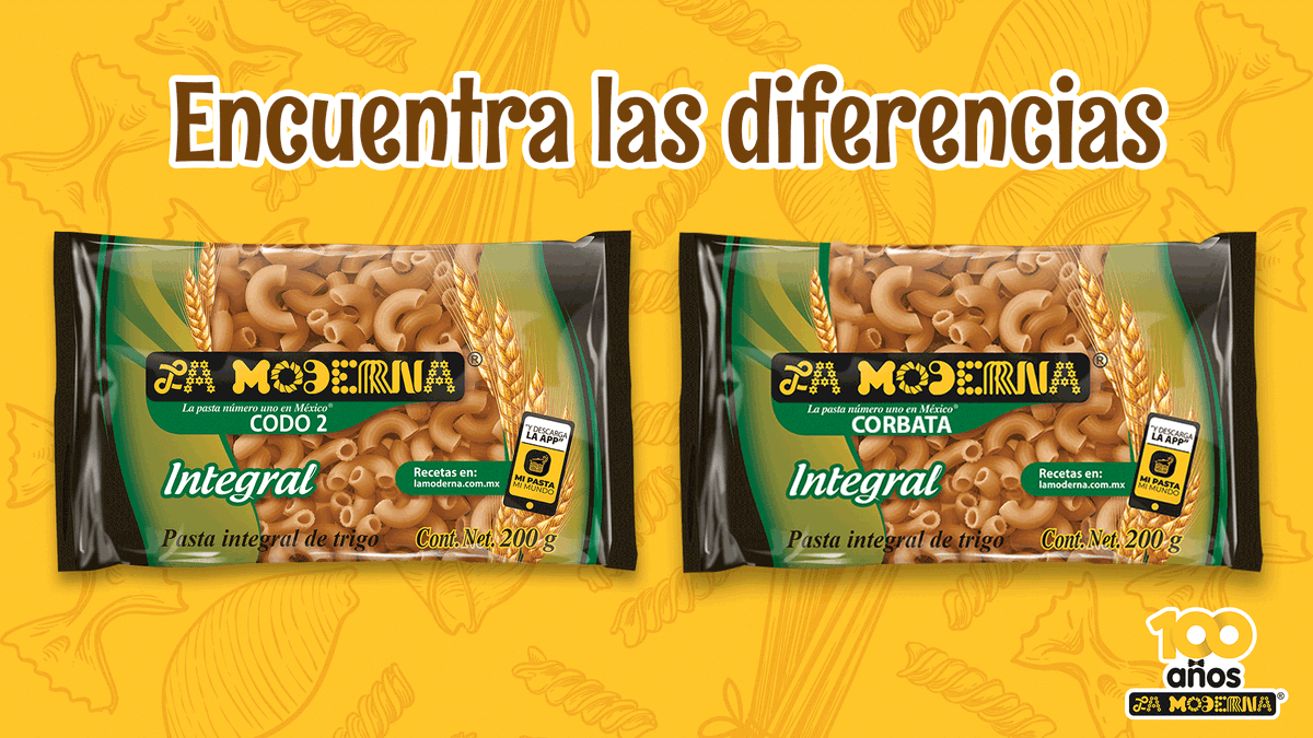 LaModernaMx's tweet photo. ❤️ Si encontraste las 3 diferencias entre nuestros empaques
#Juego #Reto #LaModerna #PastaIntegral #Saludable #Recetas #HechoEnMéxico #Pasta #Tradición #Sabor https://t.co/d3JAexBtdJ
