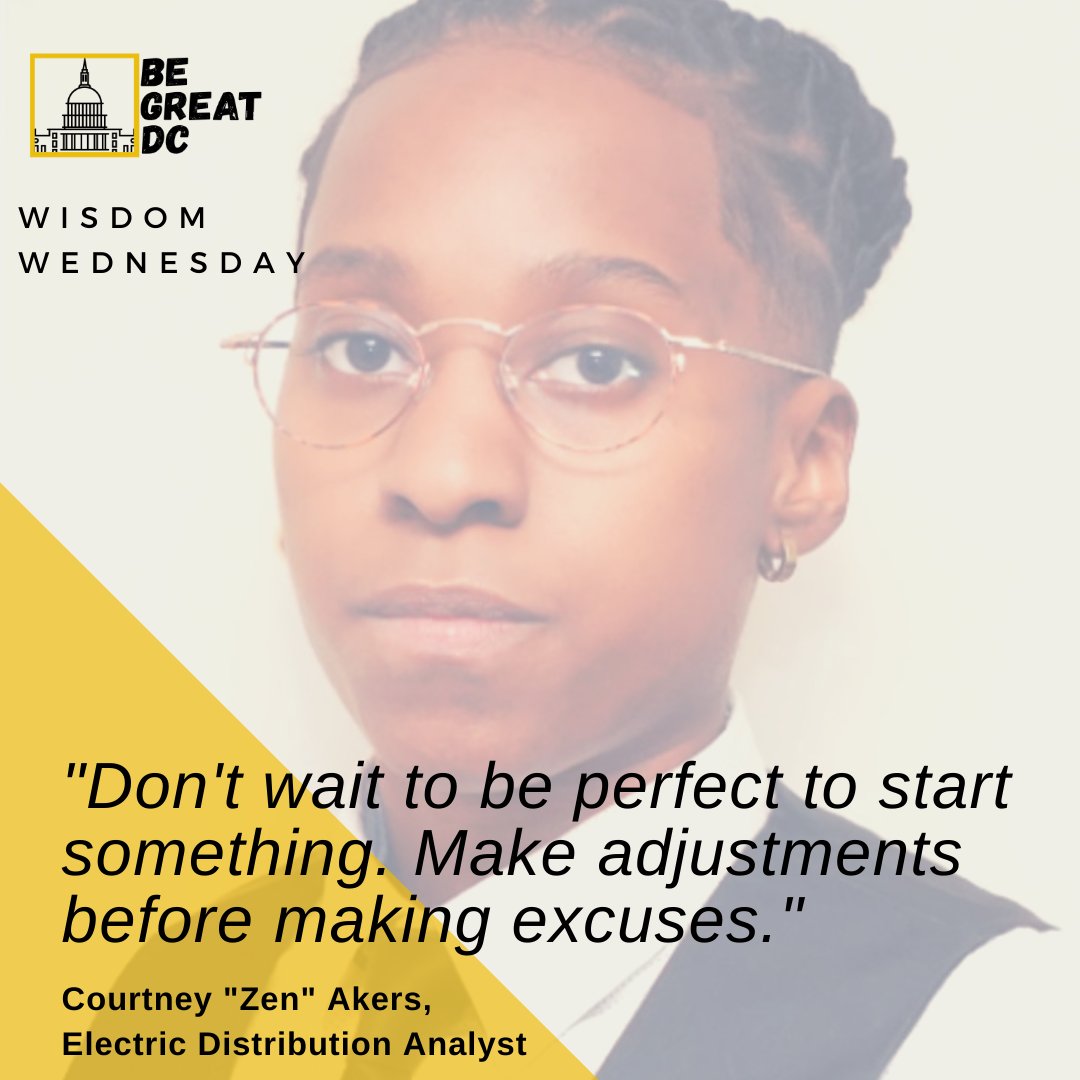 BeGreatDC's tweet photo. Today's wisdom comes from our recent Women in Tech panelist, Zen Akers. Let it guide the rest of your week.
#begreatdc #womenintech #WomenTechToo #blackwomenintech #WisdomeWednesday https://t.co/uq0zZKu932