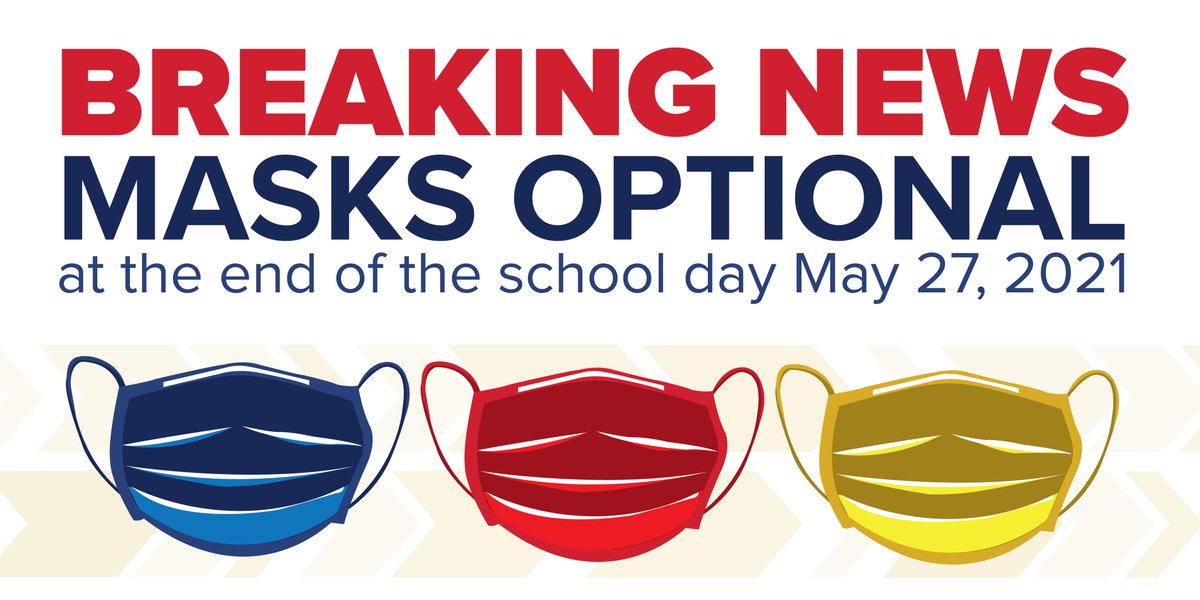 TomballISD's tweet photo. Masks Optional at the end of the school day on May 27, 2021.

More: https://t.co/WSQDQiXGZg https://t.co/IHrAm0nzoA