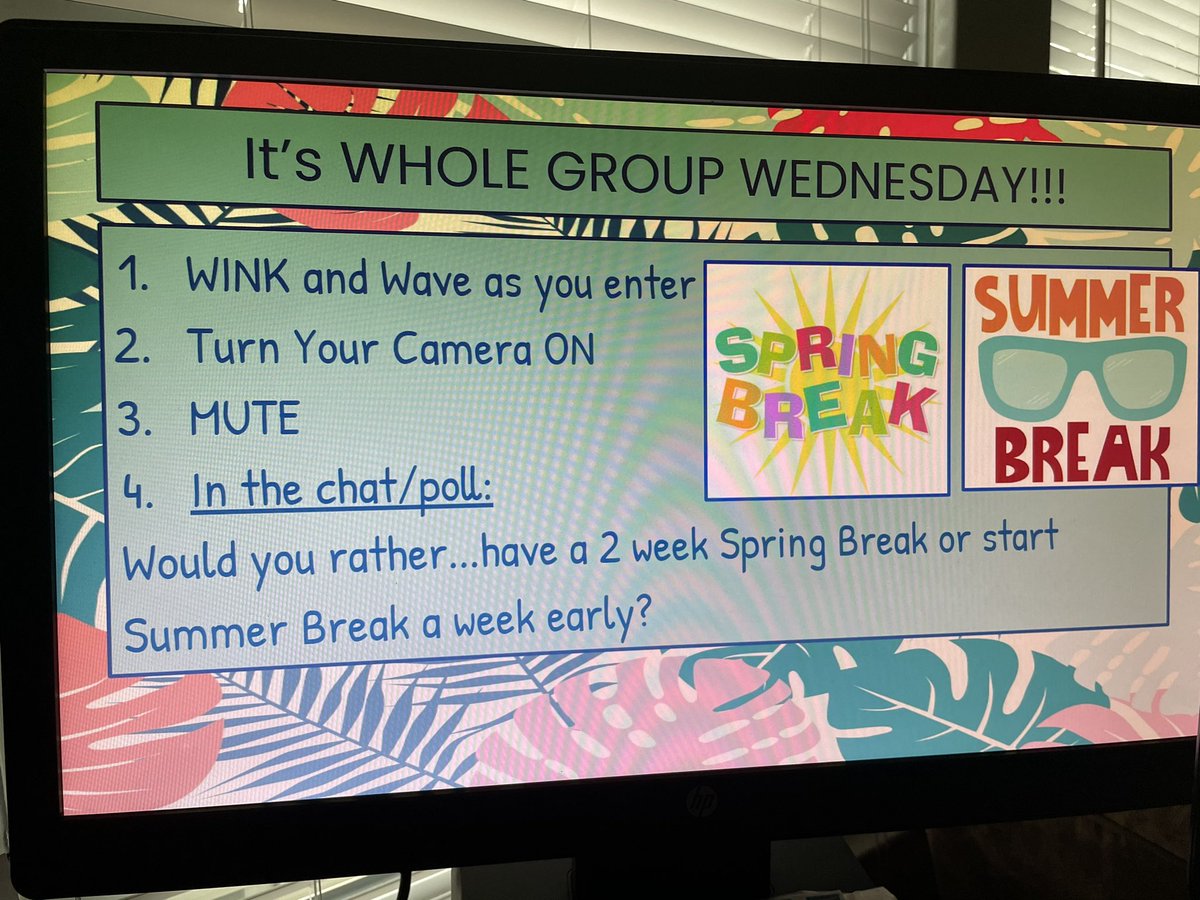 MsWeiter's tweet photo. Even if they are virtual, I look forward to these whole group Wednesdays! Seeing everyone together makes me smile. #ourflockrocks #ghlionpride https://t.co/6q3RsT0jYS