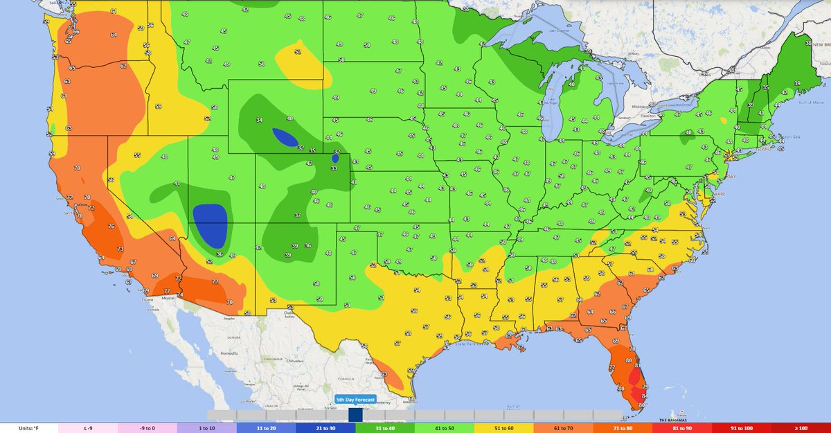 MinuteMan_WX's tweet photo. Forecast 5 days out: Mean Temperature Forecast vs Mean Temperature Departure according to the GFS https://t.co/qMA1QsBUkQ