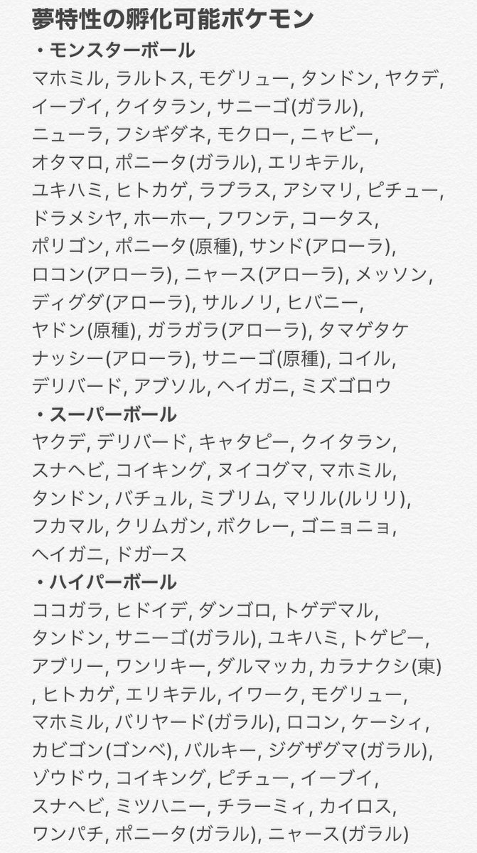 つっきー On Twitter 一応ですが 夢特性ポケモンの画像を記載しておきます ショップボールと希少ボールと画像を分けております ポケモン剣盾 ポケモン交換 ポケモン剣盾交換 ポケモン交換剣盾 ポケモン好きと繋がりたい Https T Co Fcunvn7kfq Twitter