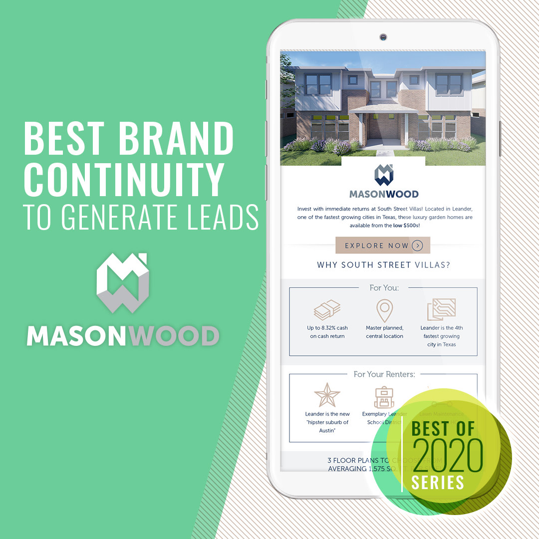 SmartTouchInt's tweet image. #Bestof2020 success stories, check out our Spotlight #3: Best Brand Continuity Project – Masonwood, which went from generating 30 leads a month to 100+ with the launch of a new site, brand and ad campaign. Learn more here: bit.ly/32fBTnC