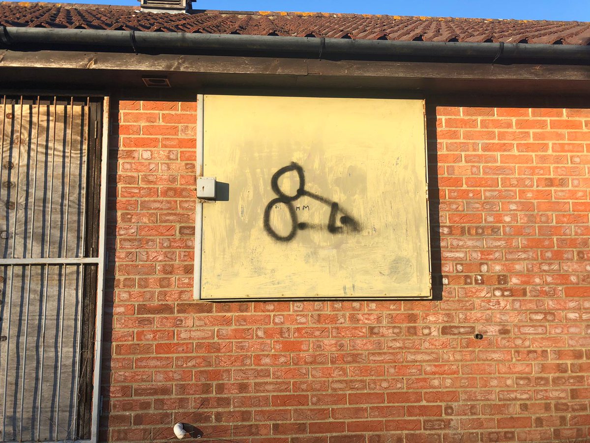 HockeringYouth's tweet photo. So this has appeared on our clubhouse, It would appear that the village idiots are out in force now restrictions are lifted. Just in time for 5 Youth Teams to move in. @EDP24 @NorfolkCountyFA @BrecklandPolice @BreckCouncil https://t.co/cnAbHjyxbe