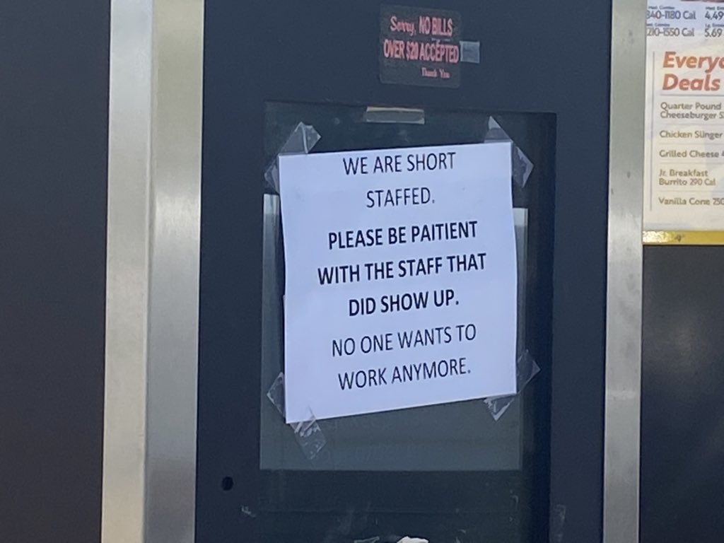 Patrick Hayes on Twitter: "Sonic in Albuquerque says “No one wants to work anymore.”… "