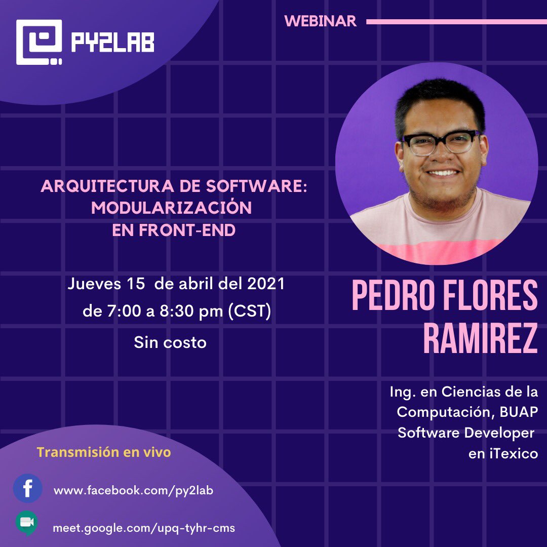 py2lab's tweet image. Mañana tendremos este #webinar  de #arquitecturadesoftware ¡No se lo pierdan! 💻