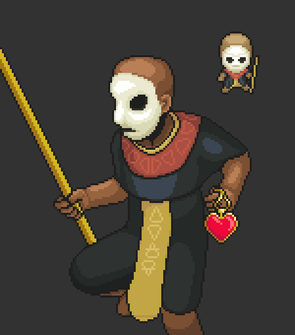 Last character for the key art.  

Just polishing a few things up and adding in sound effects so we release the demo and start getting some feedback. 
#pixelart #indiedev