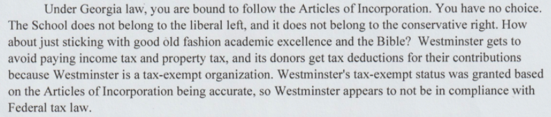 Conclusion: "How about just sticking with good old fashion [sic] academic excellence and the Bible?" 7/