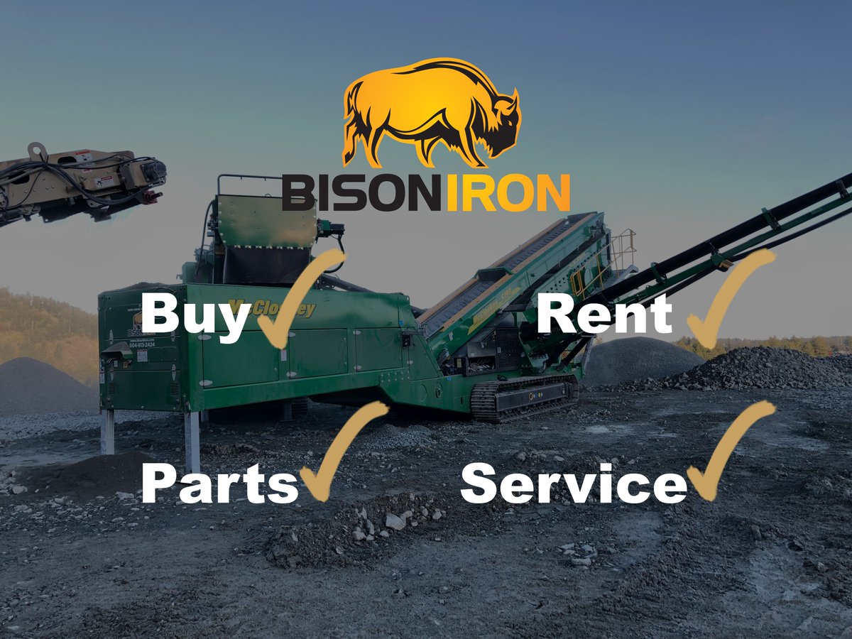 BisonIron's tweet photo. Whether you want to buy or rent a machine, replace parts, or get your fleet serviced Bison Iron is Western Canada's Aggregate Equipment experts!

Get in touch and find out how we can help you maximize your equipments potential!
📞:1-604-813-2424
✉️:info@bisoniron.com https://t.co/yKLAjkyRtC