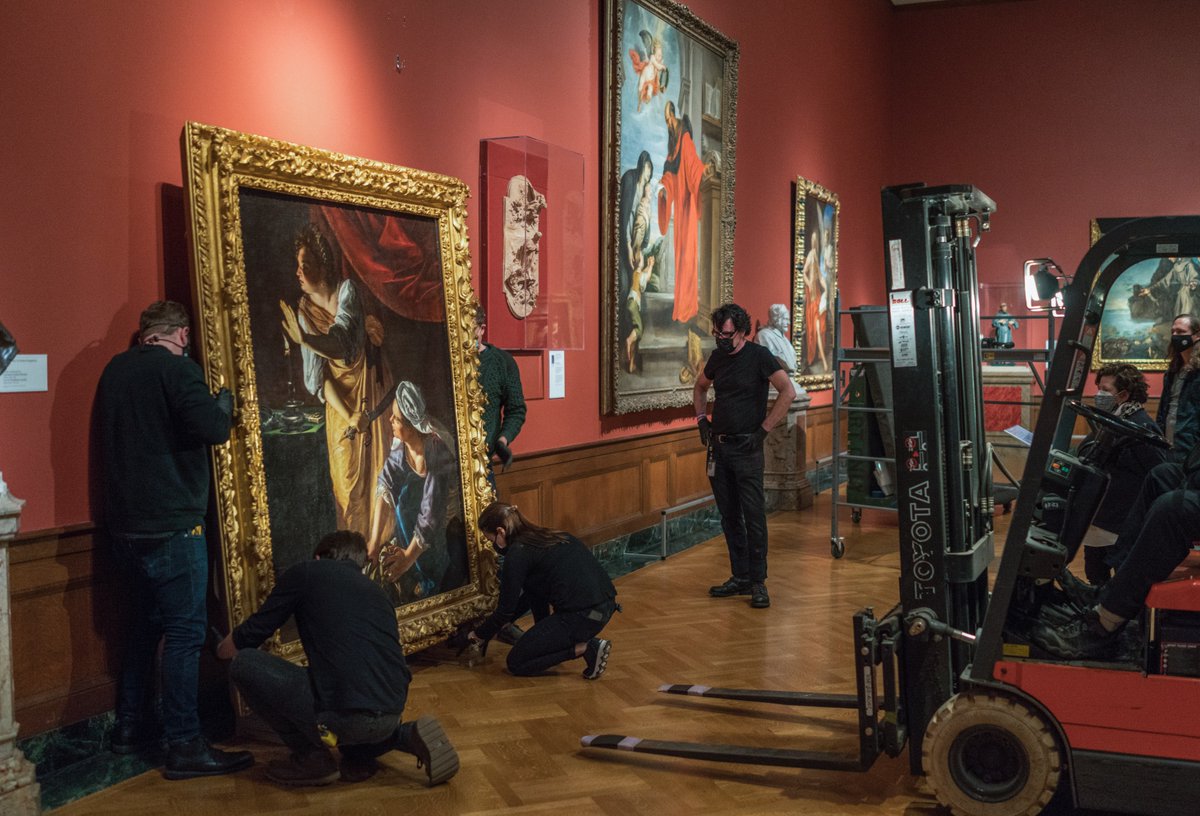 DIADetroit's tweet photo. Artemisia Gentileschi’s “Judith and Her Maidservant with the Head of Holofernes” has returned to the galleries after treatment. We hope that you will enjoy this transformation!  #ArtemisiaDIA https://t.co/qhU8ZmjTFN