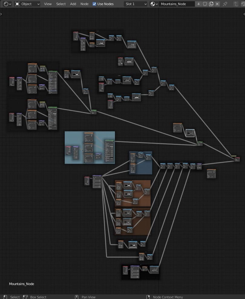 Playing with some nodes to create mountains. That's the best result I could achieve after two days of tweaking rocks and snow.

Huge thanks to <a href="/cgboost/">CG Boost</a> and @MKlekner, I am loving the Master 3D Environments in Blender course.