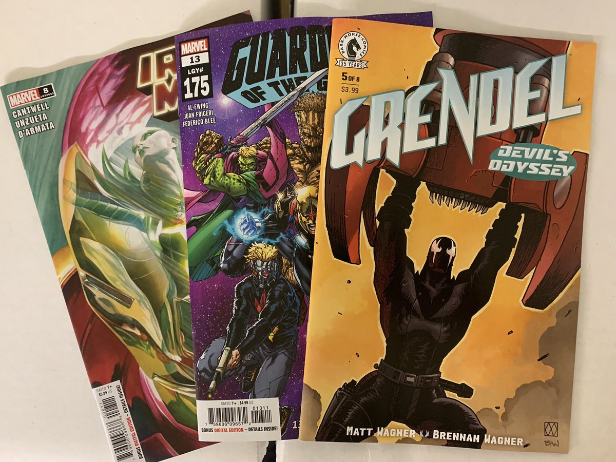 #NCBD 
Woo-hoo! Check out Nova center stage on that new GotG cover! And it’s nice to see Grendel Devil’s Odyssey starting back up. Plus my LCS found me all eight issues of the new Iron Man series. Time check that series out! https://t.co/Cd92qrXIxn