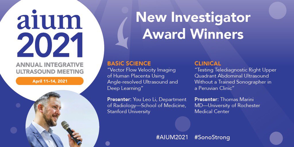 AIUMultrasound's tweet photo. Congratulations to our #AIUM2021 New Investigator Award Winners, Honorable Mentions, and Audience Choices! Great job everyone! 👏👏👏
#SonoStrong #AIUM https://t.co/hvoPa3sH9Z