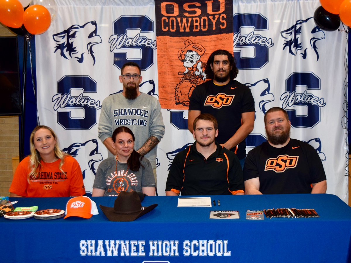 SHS wrestler Austin Long signed to continue his athletic &amp; college career with <a href="/CowboyWrestling/">OSU Cowboy Wrestling</a> today. Way to go, Austin! #ShawneeSTRONG