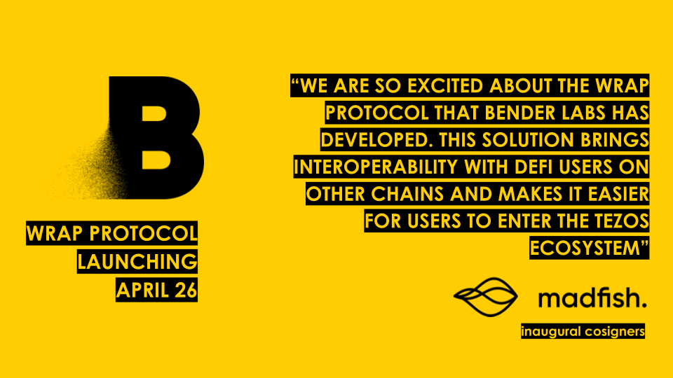 It's happening! #WRAP Protocol will be launching April 26th 🚀 Keep an eye on our socials over the next couple of weeks as we count down the #12DaysOfWRAP!

<a href="/madfishofficial/">r&d @ mad.fish</a> <a href="/TezosCommons/">Tezos Commons</a> <a href="/tezos/">Tezos</a>  $WRAP #DeFi #BenderLabs #Tezos