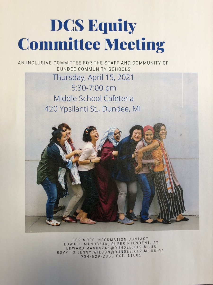 ManuszakEdward's tweet photo. Come join us tomorrow as we meet in-person at our Middle School cafeteria and continue this important work. If you are new to the DCS Education Equity Team, please RSVP! #rowlikevikings #Supts4Equity @monroenews @Independent_The https://t.co/flIi4JZvqn