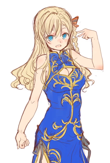 あくしずのピンナップの #はいふり チャイナドレスが可愛かったのでヴィルヘルミーナにも着せてみました 