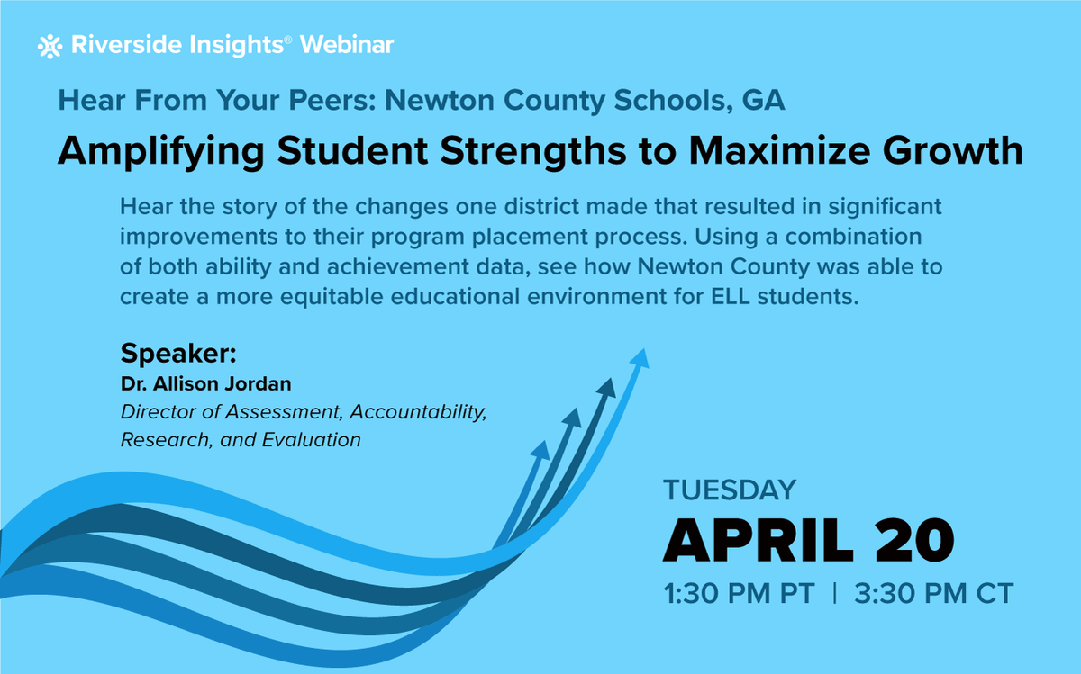 1BillionLives's tweet photo. Join Dr. Allison Jordan and Riverside Insights for a webinar featuring Newton County, Georgia. Hear firsthand the story of the changes one district made that resulted in significant improvements to their program placement process.

https://t.co/6p0rLQSzGn

#equity #edchat https://t.co/lscNd6Sd4t