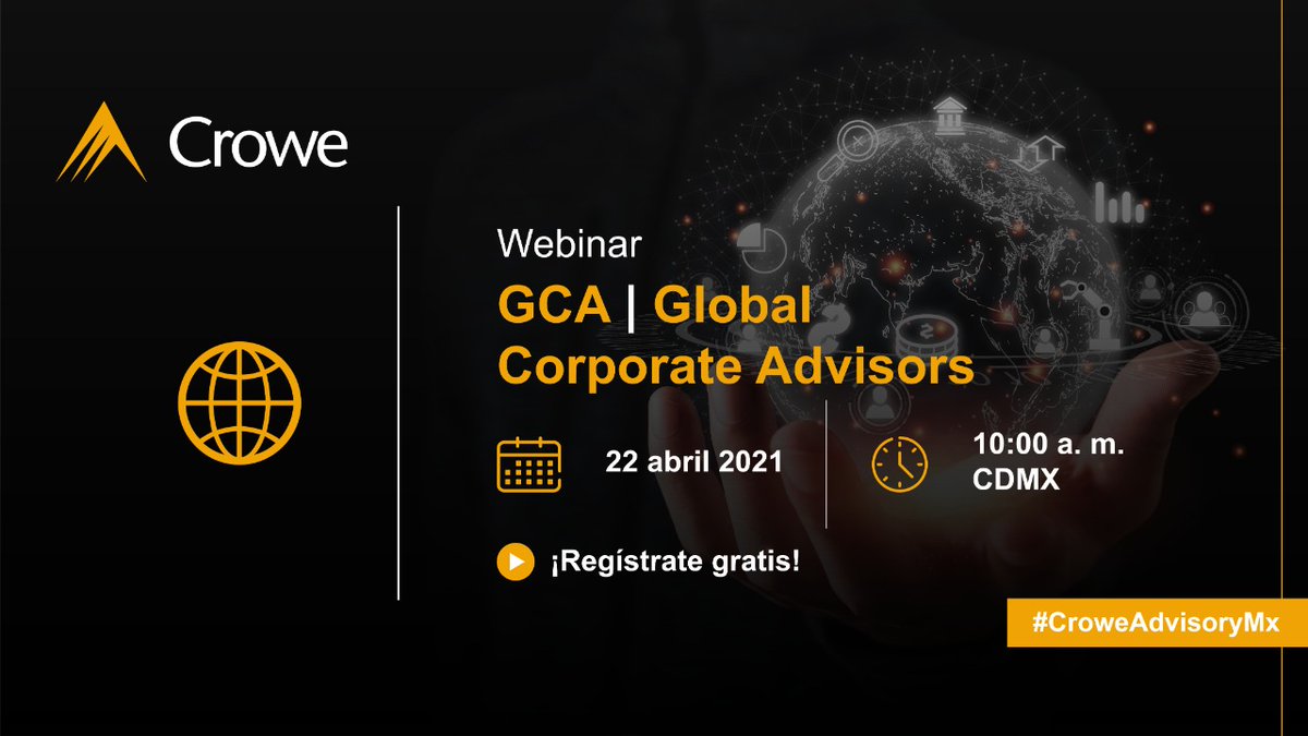 CroweMexico's tweet photo. Regístrate gratis a nuestro #CroweAdvisoryTour de #GlobalCorporateAdvisors. Te ayudaremos a elegir la solución ideal para tu empresa o negocio.
Da click aquí👉🏼 https://t.co/bbQ2UNSsa3

#CroweAdvisoryMx #CroweAdvisoryTour
#SmartDecisions #LastingValue #DigitalTransformation https://t.co/mNosGB0ZMm