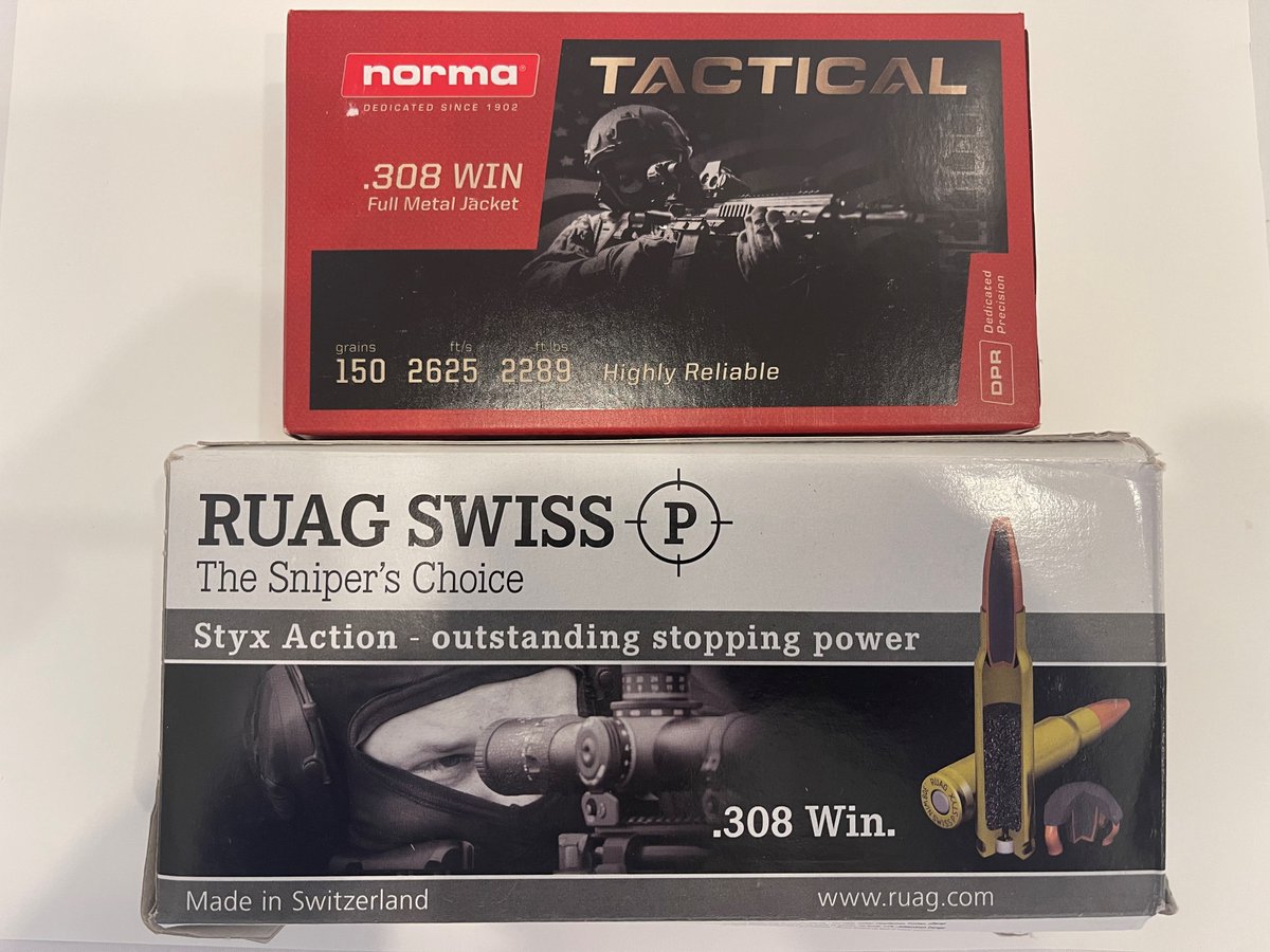 AmmoLab's tweet photo. More .308 IN STOCK - high quality SWISS Made ammunition RUAG Styx Action 167GR .308 (Hyper expansion) $72 per Box....NORMA Tactical .308 150GR FMJ $27 per Box while supplies last. https://t.co/Egm4UwRyAY