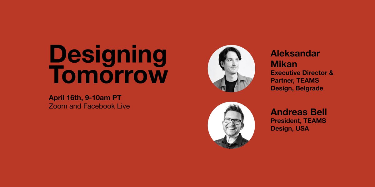 Join us this Friday for a live conversation between our Product Development Engineer, <a href="/giovanni_sg/">giovanni</a>, and <a href="/teamsdesign/">TEAMS | Design for a better life.</a> executives Aleksandar and Andreas, as they talk all things distributed remote product development and collaboration. 
Register here —> bit.ly/32j0gR6