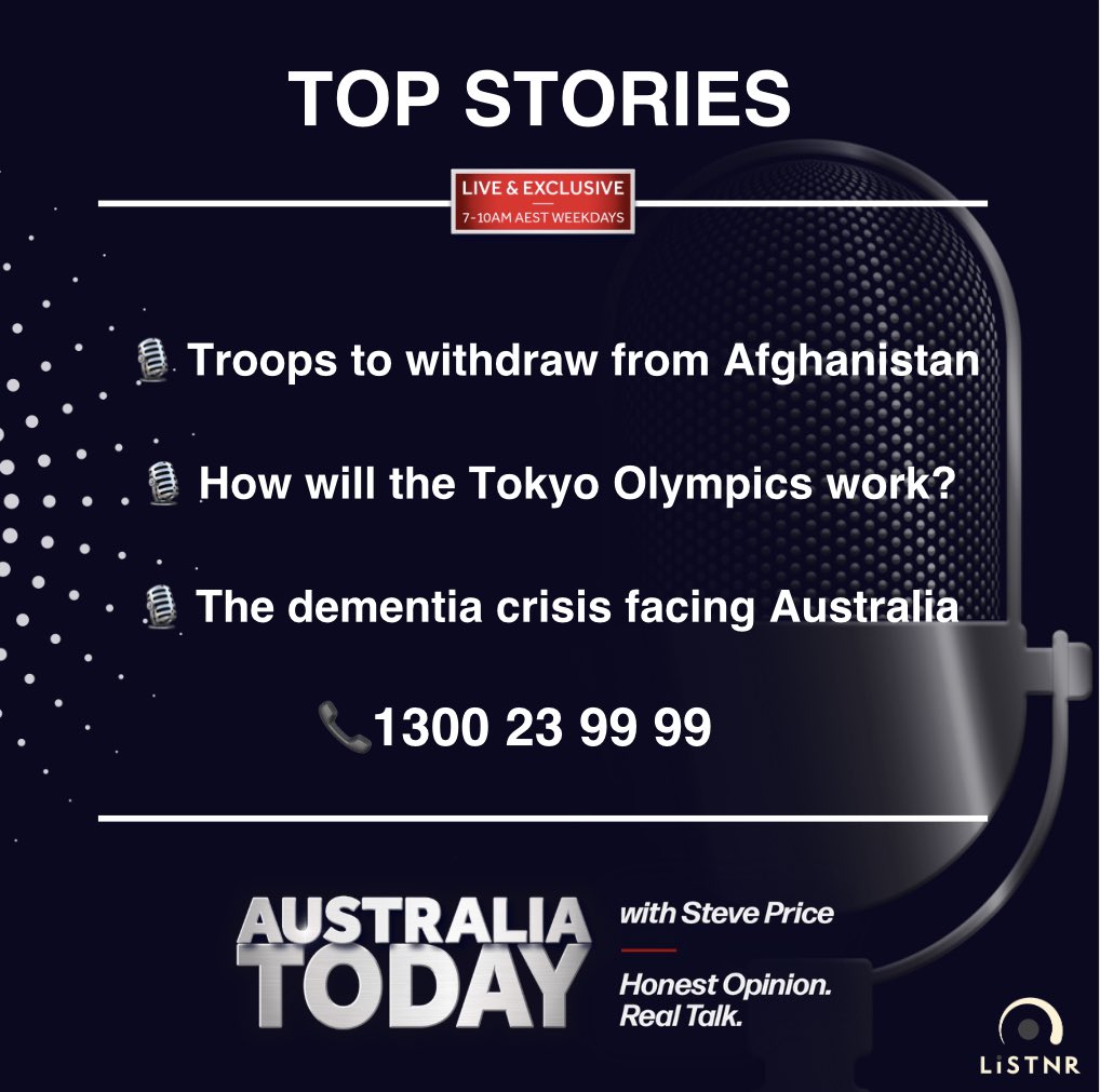 PodcastOne Australia (@podcastoneau) on Twitter photo #AustraliaToday is LIVE NOW on the @listnrau app.
Give <a href="/StevePriceMedia/">Steve Price</a> and <a href="/NatarshaBelling/">Natarsha Belling</a> a 📞 on 1300 23 99 99. #AustraliaToday is LIVE NOW on the @listnrau app.
Give <a href="/StevePriceMedia/">Steve Price</a> and <a href="/NatarshaBelling/">Natarsha Belling</a> a 📞 on 1300 23 99 99.