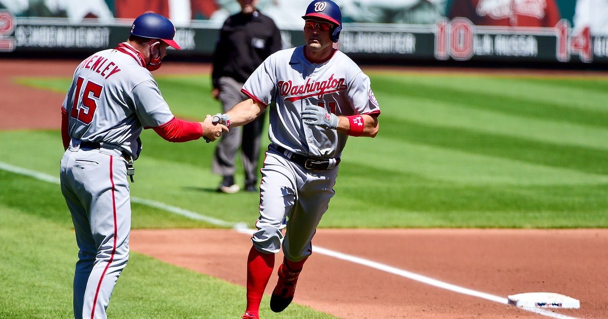 DistrictDugout's tweet photo. #Nats leaders through 9 games:

AVG: 
•Soto = .375

HR:
•Soto = 2
•Turner = 2

RBI:
•Soto = 7

SB:
•Robles = 1
•Soto = 1
•Turner = 1

W:
•Finnegan (1-0)
•Hudson (1-0)
•Ross (1-0)

SO:
•Scherzer = 14

ERA
•Ross = 0.00

WHIP:
•Scherzer = 0.75 https://t.co/HHHPUAwizF